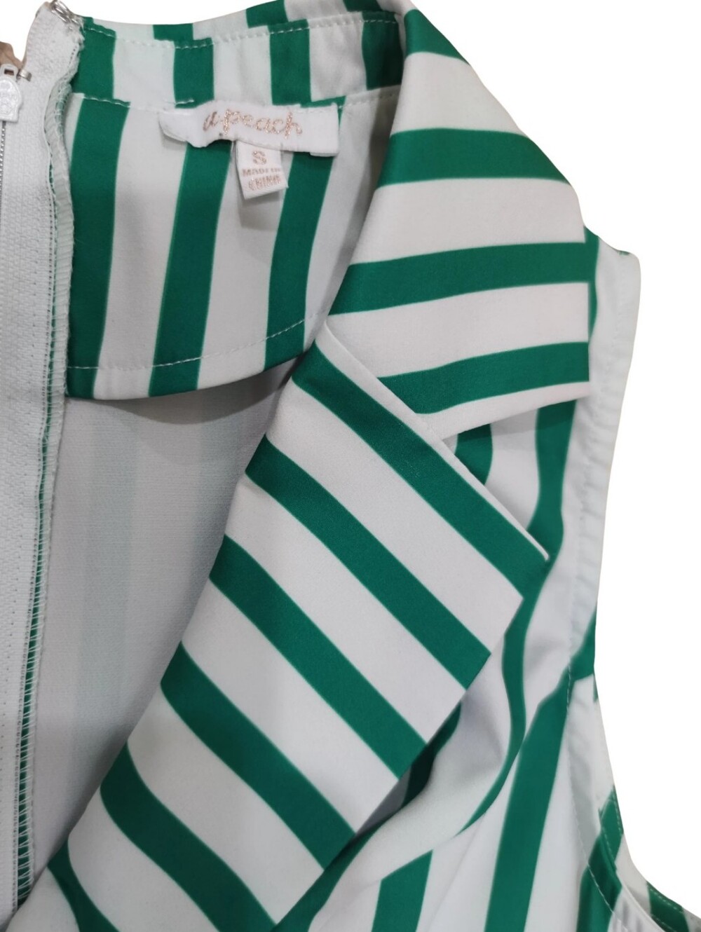 A. Peach Green Stripe Tropical Romper - Picture 3 of 8